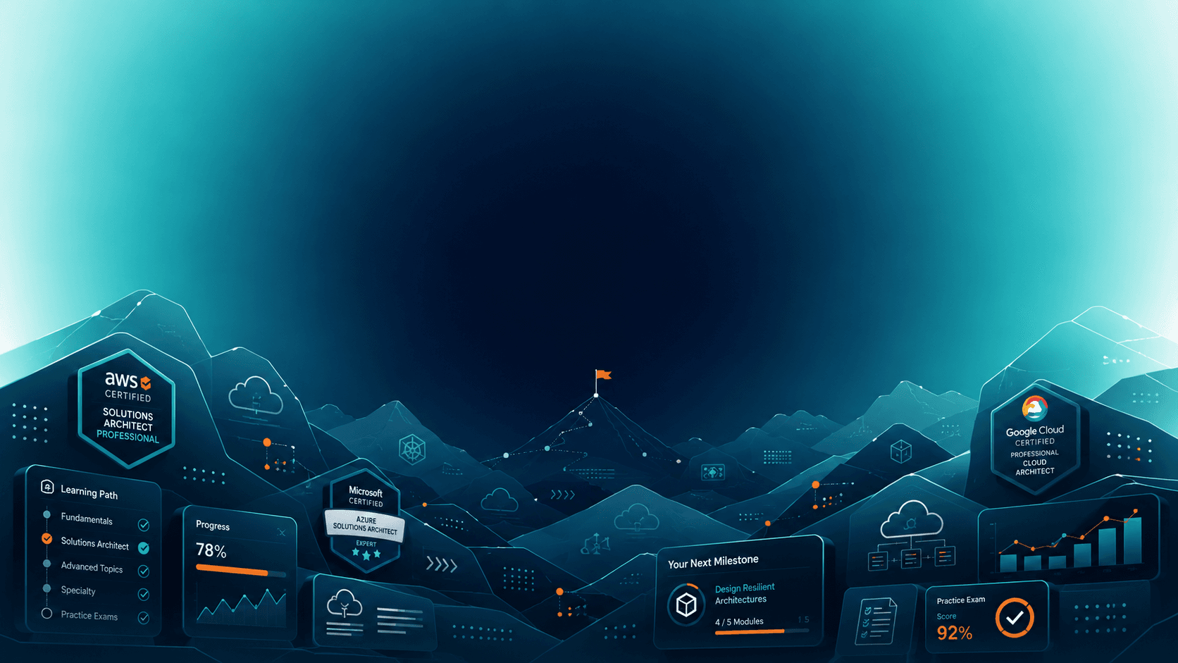 Terrain landscape with cloud concept icons